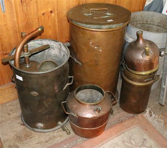 17th C copper stills distillery, marked